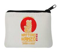 Hattori Hanzo Porte-monnaie en néoprène avec logo épée et sushi Blanc 10 x 11 cm