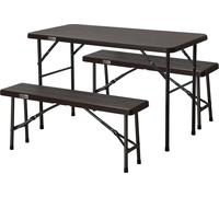 HATTORO Ensemble de tente à bière 3pcs Table de buffet avec bancs imitation bois Pliable Marron