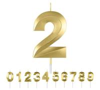 HattusaShield Bougies d'anniversaire Numéro 2, 3D Diamant Or Bougie Chiffre 2, Bougies Gâteau Topper Decoration pour Anniversaires, Anniversaires de Mariage, Cérémonies de Remise des Diplômes, Fête