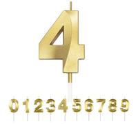 HattusaShield Bougies d'anniversaire Numéro 4, 3D Diamant Or Bougie Chiffre 4, Bougies Gâteau Topper Decoration pour Anniversaires, Anniversaires de Mariage, Cérémonies de Remise des Diplômes, Fête