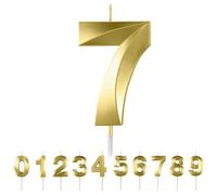 HattusaShield Bougies d'anniversaire Numéro 7, 3D Diamant Or Bougie Chiffre 7, Bougies Gâteau Topper Decoration pour Anniversaires, Anniversaires de Mariage, Cérémonies de Remise des Diplômes, Fête