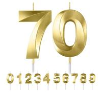 HattusaShield Bougies d'anniversaire Numéro 70, 3D Diamant Or Bougie Chiffre 70, Bougies Gâteau Topper Decoration pour Anniversaires, Anniversaires de Mariage, Cérémonies de Remise des Diplômes, Fête