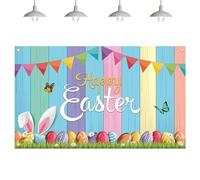 HattusaShield Joyeuses Pâques Bannière, Fond Amusante pour Lapin Œufs Colorés Avec Oeillets Métalliques Intégrés, Suspendre pour Fête de Pâques Vacance Drapeau de Jardin Décoration extérieure