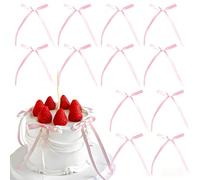 HattusaShield Lot de 20 Décorations de Gâteaux, Décor de Gâteau avec Nœud Rose, pour Anniversaire, Baby Shower, Fête, Mariage, Saint-Valentin