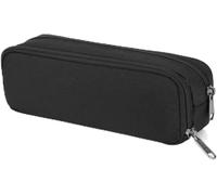 HattusaShield Trousse Scolaire 2 Compartiments Zippés, Grande Trousse Scolaire, pour Organisateur de Papeterie pour Femmes Hommes Filles Garçons(Noir)