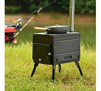 HaTur Poêle à Bois Poêle de Tente de Camping Poêle de Tente Chaude Avec tuyau de cheminée et Ventilateur Manuel pour la Cuisine et Le Chauffage en Plein air