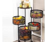 HaTur Support à Légumes Rotatif Multicouches Rangement de la Cuisine Mobile 360° Cuisine Support de Stockage avec Roues Porte Fruits et légumes (5 Niveau)