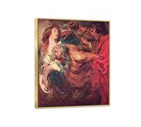 Hau3sh3a Impression sur Toile Anthony Van Dyck Poster Reproductions de Tableaux CéLèBres Drunk Silenus Tableau sur Toile Baroque Peinture Décoration pour Salon Chambre 70x60cm(28x24in) Cadre doré