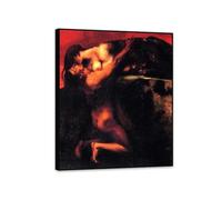 Hau3sh3a Impression sur Toile Franz von Stuck Poster Le Baiser du Sphinx Reproductions de Tableaux Célèbres Art mural Décoration Murale pour Salon chambre 80x60cm Cadre noir