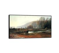 Hau3sh3a Impression sur Toile Franz von Stuck poster Le tueur de dragon Reproductions de Tableaux Célèbres Décoration Murale pour Salon Galerie & Bureau72x40cm(28x16in) Cadre noir