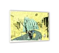 Hau3sh3a Lyonel Feininger CéLèBre Impression Sur Toile dimanche matin Poster Reproduction De Peintures à L’Huile Abstrait Sur Toile Pour DéCoration De Salon85x70cm(33x27in) Cadre intérieur