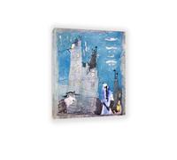 Hau3sh3a Lyonel Feininger CéLèBre Impression Sur Toile Montmartre, Paris Poster Reproduction De Peintures à L’Huile Abstrait Sur Toile Pour DéCoration De Salon40x30cm(16x12in) Cadre intérieur