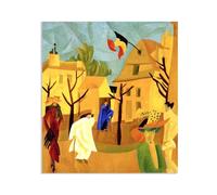 Hau3sh3a Lyonel Feininger CéLèBre Impression Sur Toile Rue Jaune II Poster Reproduction De Peintures à L’Huile Abstrait Sur Toile Pour DéCoration De Salon95x80cm(37x31in) Toile uniquement
