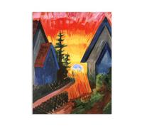 Hau3sh3a Max Pechstein reproduction sur toile Coucher de soleil tableau peintres célèbres art mural expressioniste décoration murale pour salon et bureau90x70cm(35x28in) poster