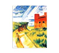 Hau3sh3a Max Pechstein reproduction sur toile La Maison Rouge tableau peintres célèbres art mural expressioniste décoration murale pour salon et bureau48x40cm(19x16in) sans cadre