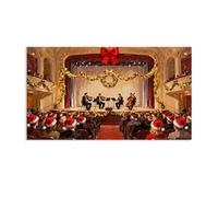 Hau3sh3a Noël Ambiance Hiver Neige Scène Tableau Decoration Célébration de la joie du concert Paysage Nocturne Impression Sur Toile Affiche Peintures Deco Chambre Maison 40x70cm(16x28in) Sans cadre