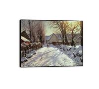 Hau3sh3a Peder Monsted Poster Le chemin du retour 1923 Reproduction d'Art Célèbre Impression sur Toile Paysage Scandinave Forestier Décor Mural pour Salon et Chambre65x50cm(26x19in) Cadre noir