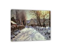 Hau3sh3a Peder Monsted Poster Le chemin du retour 1923 Reproduction d'Art Célèbre Impression sur Toile Paysage Scandinave Forestier Décor Mural pour Salon et Chambre50x40cm(20x16in) Cadre intérieur