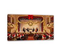 Hau3sh3a tableau décoration noël Célébration de la joie du concert Impression sur Toile Noël Scène de Neige Tableau Décoration Murale Salon Chambre Couloir Cadeau 40x70cm(16x28in) Cadre intérieur