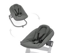 hauck 2en1 Transat Bebe et Siège Nouveau-né Premium pour Chaise Haute Bébé Alpha et Beta - avec Harnais 5 Points, Dossier Réglable et Housse Coton - Dark Grey