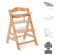 hauck Alpha+ Ensemble économique naturel - de la naissance à 99 ans, chaise haute, transat, siège bébé, coussin de siège et plateau à clic