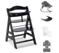 hauck Alpha+ Premium Bundle, noir - de la naissance à 99 ans, chaise haute, transat, siège bébé, coussin de siège et plateau à clic