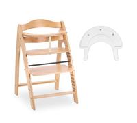 hauck Arketa N Play - Chaise Haute Bébé Evolutive en Bois, Plateau de Jeux (Jouets non Inclus), Harnais 5 Points, Sangle d'Entrejambes et Arceau de Sécurité - De 6 Mois à 130 kg, Hêtre Naturel