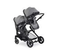 hauck Atlantic Poussette double grise tandem pour bébés et tout-petits Siège réversible compact pliable avec housse de pluie
