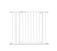 Hauck Barriere de Securite Enfant Clear Step Autoclose 2, Inclus Extension 9 cm (Largeur 84-89 cm), Seuil Ultra Plat, sans Percage, Ouverture Bilatèrale à 1 Main, Fermeture Automatique, Métal Blanc