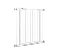 Hauck Barriere de Securite Enfant Clear Step Autoclose 2 (Largeur 75 à 80 cm) - Seuil Ultra Plat, Hauteur 77 cm, sans Percage, Ouverture Bilatèrale à 1 Main, Fermeture Automatique, Métal Blanc