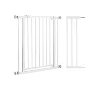 hauck Barriere de Securite Enfant et Chien Open N Stop 2 avec Extension 21 cm - Largeur 96-101 cm, Hauteur 77 cm, Ouverture une Main des deux Côtés, Installation sans Perçage, pour la Maison - Blanc