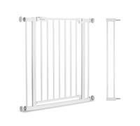 hauck Barrière Sécurité Enfant Open N Stop 2 avec Extension 9 cm (Largeur 84 à 89 cm) - Sans Percage, Ouverture Bilatèrale à 1 Main, Verrouillage Manuel - Métal Blanc