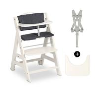 Hauck Chaise haute bébé Beta+ évolutive bois 6 mois–90 kg, harnais 5 points, plateau, blanc