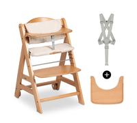 Hauck Chaise haute bébé Beta+ évolutive en bois 6 mois–90 kg, roulettes, harnais 5 points – Naturel