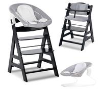 hauck Chaise Haute Bébé Alph avec Siège Nouveau-né 2 en 1 - Black