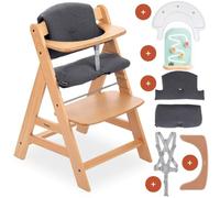 hauck Chaise Haute Bébé Alpha Plus en Bois, Inclus Plateau Play Tray, Jouet Bebe Play Planting Flowers et Coussin, à Partir de 6 Mois, Réglable - Naturel
