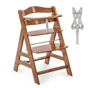 hauck Chaise Haute Bébé Alpha Plus, Évolutive dès 6 Mois, Inclus Harnais 5 Points, Barre de Sécurité, Réglable, Jusqu'à 90 kg, Bois FSC - Noyer