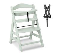 hauck Chaise Haute Bébé Alpha Plus, Évolutive dès 6 Mois, Inclus Harnais 5 Points, Barre de Sécurité, Réglable, Jusqu'à 90 kg, Bois FSC - Menthe