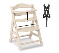 hauck Chaise Haute Bébé Alpha Plus, Évolutive dès 6 Mois, Inclus Harnais 5 Points, Barre de Sécurité, Réglable, Jusqu'à 90 kg, Bois FSC - Vanille