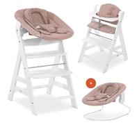 hauck Chaise Haute Bébé Alpha Plus Newborn Set - Évolutive dès Naissance, Transat Nouveau-Né, Coussin d'Assise et Réducteur - Blanc Bambi