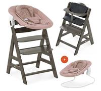 hauck Chaise Haute Bébé Alpha Plus Newborn Set - Évolutive dès Naissance, Transat Nouveau-Né, Coussin d'Assise et Réducteur - Charbon Bambi
