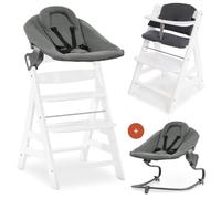 hauck Chaise Haute Bébé Alpha Plus Premium - Évolutive avec Siège Amovible, Coussin Rembourré et Réducteur en Coton - Blanc
