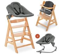 hauck Chaise Haute Bébé Alpha Plus Premium - Évolutive avec Siège Amovible, Coussin Rembourré et Réducteur en Coton - Naturel