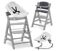 hauck Chaise Haute Bébé Alpha Plus Premium - Évolutive avec Siège Amovible, Coussin Rembourré et Réducteur en Coton - Gris