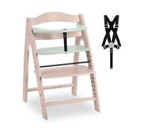 hauck Chaise Haute Bébé Arketa - Chaise Haute Bebe Évolutive en Bois de Hêtre Certifié FSC® - Pour Bébé dès 6 Mois, Réglable, avec Barre de Sécurité, Harnais 5 Points - Hêtre Whitewashed