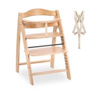 hauck Chaise Haute Bébé Arketa - Chaise Haute Bebe Évolutive en Bois de Hêtre Certifié FSC® - Pour Bébé dès 6 Mois, Réglable, avec Barre de Sécurité, Harnais 5 Points - Hêtre Naturel