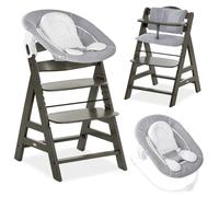 hauck Chaise Haute Bébé Évolutive Alpha Plus avec Insert Nouveau-né 2-en-1 - Utilisable dès la Naissance avec Réducteur Amovible et Coussin d’Assise Inclus, Idéal pour Repas - Gris Charbon
