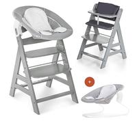 hauck Chaise Haute Bébé Évolutive Alpha Plus avec Insert Nouveau-né 2-en-1 - Utilisable dès la Naissance avec Réducteur Amovible et Coussin d’Assise Inclus, Idéal pour Repas - Gris
