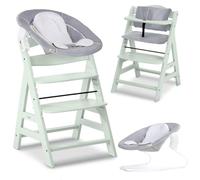 hauck Chaise Haute Bébé Évolutive Alpha Plus avec Insert Nouveau-né 2-en-1 - Utilisable dès la Naissance avec Réducteur Amovible et Coussin d’Assise Inclus, Idéal pour Repas - Menthe