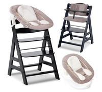 hauck Chaise Haute Bébé Évolutive Alpha Plus avec transat Bebe 2-en-1 - Utilisable dès la Naissance avec Réducteur Amovible et Coussin d’Assise Inclus - Noir